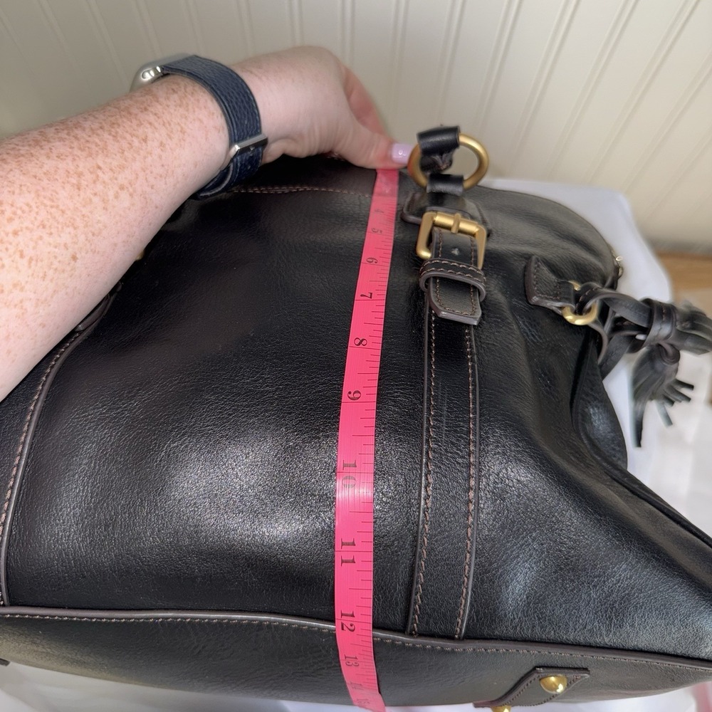 DOONEY & BOURKE Florentine Domed Buckle Satchel Shoulder Bag Purse Black Tassel - Picture 12 of 15